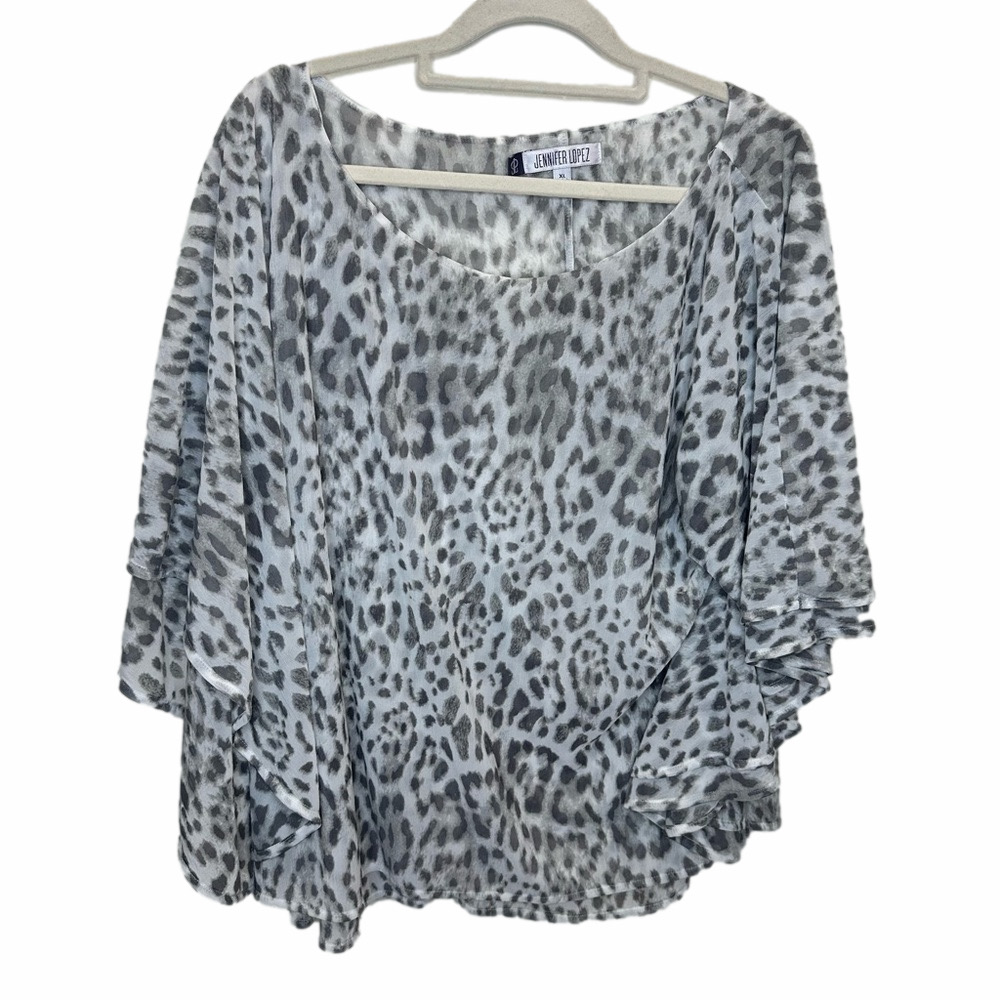 Jennifer Lopez Leopard Print Silky Poncho Size XLarge